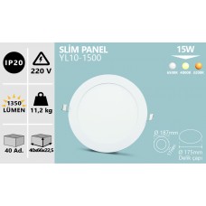 15W SIVA ALTI YUVARLAK SLIM LED PANEL BEYAZ GÜNIŞIĞI ILIK BEYAZ